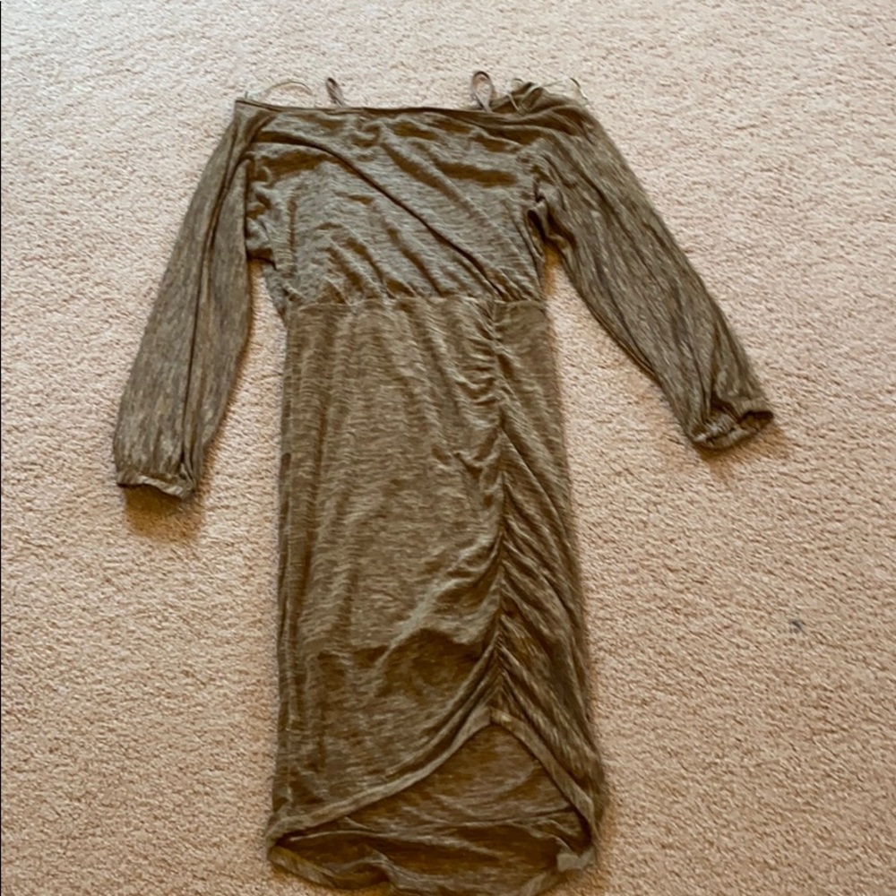 casual ruched  tan day dress